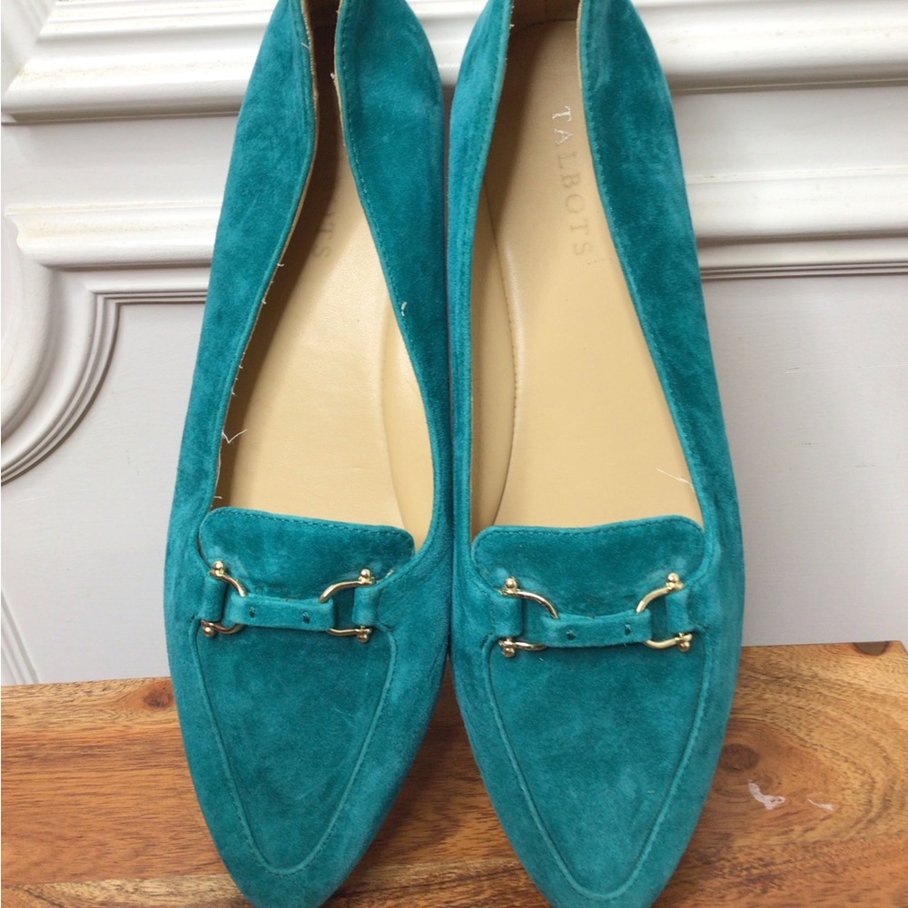 Talbots Teal Suede Loafers for Women Size 10